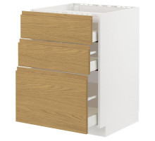 Шкаф, плоский/3фр/3sz, белый/Воксторп, имитация дуба МЕТОД / МАКСИМЕРА 895.384.41