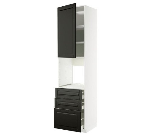 Szaf wys n piek/drz/3 szu, biały/Bodbyn czarny METOD / MAXIMERA 895.787.38