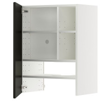 Szafka okapowa z półką/drzwiczkami, biały/Bodbyn czarny METOD 895.788.42