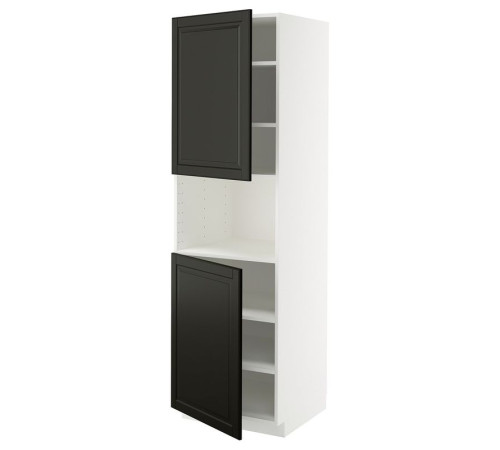 Sza st wys mikr 2drz/pół, biały/Bodbyn czarny METOD 895.790.16