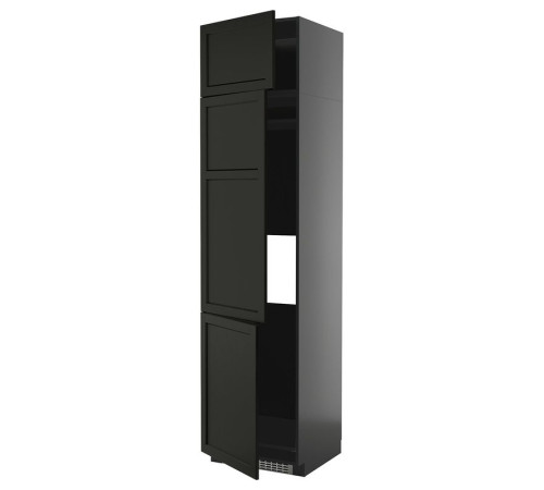 Szaf wys lod/zamr/3drz, czarnoszary/Lerhyttan bejcowane na czarno METOD 895.886.19