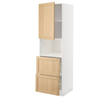 W szafka do mikr drzwi/2 szuf, biały/Forsbacka dąb METOD / MAXIMERA 995.095.51