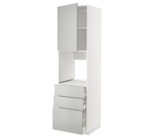 Szaf wys n piek/drz/3 szu, biały/Havstorp jasnoszary METOD / MAXIMERA 995.382.09