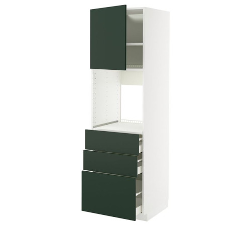 Szaf wys n piek/drz/3 szu, biały/Havstorp głęboki zielony METOD / MAXIMERA 995.568.92