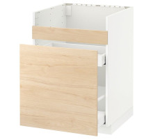Szafka pod zlew HAVSEN/3fr/2szu, biały Maximera/Askersund imitacja jasnego jesionu METOD 092.804.40