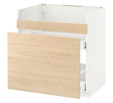 Szafka pod zlew HAVSEN/3fr/2szu, biały Maximera/Askersund imitacja jasnego jesionu METOD 092.805.48