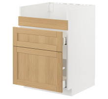 Szafka pod zlew HAVSEN/3fr/2szu, biały/Forsbacka dąb METOD / MAXIMERA 095.092.54
