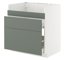 Szafka pod zlew HAVSEN/3fr/2szu, biały/Nickebo matowy szarozielony METOD / MAXIMERA 095.655.27