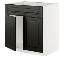 Szaf sto zlew 2drz/fr, biały/Bodbyn czarny METOD 095.788.55