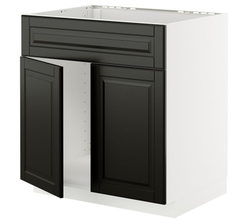 Szaf sto zlew 2drz/fr, biały/Bodbyn czarny METOD 095.788.55