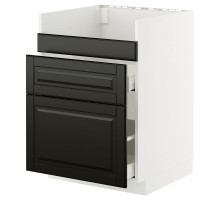 Szafka pod zlew HAVSEN/3fr/2szu, biały/Bodbyn czarny METOD / MAXIMERA 095.789.21