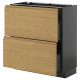 Szafka stojąca z 2 szufladami, czarnoszary/Voxtorp imit. dębu METOD / KNIVSHULT 095.880.48