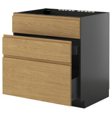 Sz stj zl+3fr/2szu, черно-серый/Воксторп под дуб МЕТОД / КНИВШУЛЬТ 095.893.35