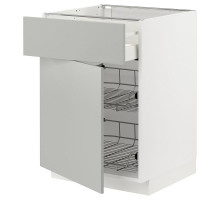 Szafka stj/kosz dr/szuf/drzwi, biały/Havstorp jasnoszary METOD / MAXIMERA 195.391.75