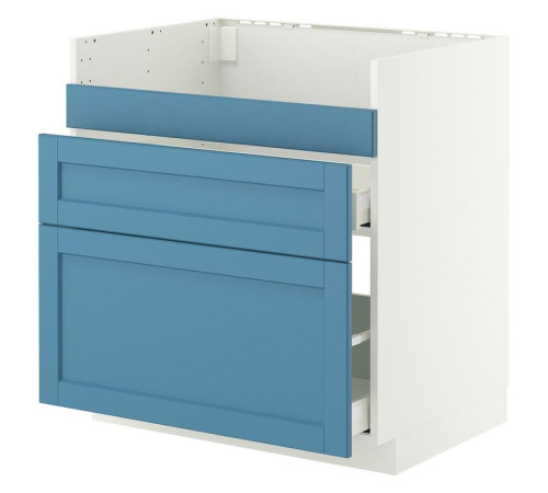 Szafka pod zlew HAVSEN/3fr/2szu, biały/Lerhyttan niebieski METOD / MAXIMERA 196.007.28