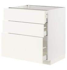 Напольный шкаф с 3 ящиками, белый/Vallstena white METOD / MAXIMERA 295.072.11