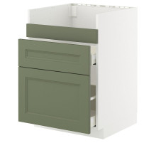 Szafka pod zlew HAVSEN/3fr/2szu, biały/Axstad szarozielony METOD / MAXIMERA 295.185.49