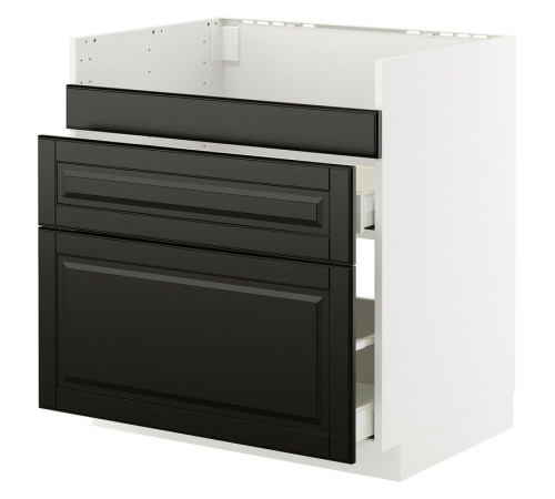 Szafka pod zlew HAVSEN/3fr/2szu, biały/Bodbyn czarny METOD / MAXIMERA 295.790.00