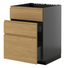 Sz stj zl+3fr/2szu, черно-серый/Воксторп под дуб МЕТОД / КНИВШУЛЬТ 295.894.57
