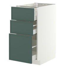 Тумба под кухонный шкаф с 3 ящиками, белая/темно-серо-зеленая Aspudden METOD / MAXIMERA 296.047.78
