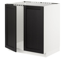 Шкаф с раковиной/2 дверцы, белый/черная тонировка Lerhyttan METOD 394.589.98