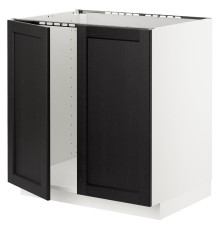 Шкаф с раковиной/2 дверцы, белый/черная тонировка Lerhyttan METOD 394.589.98