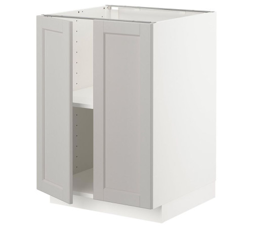 Szafka stj/półki/2 drzwi, biały/Lerhyttan jasnoszary METOD 394.621.51