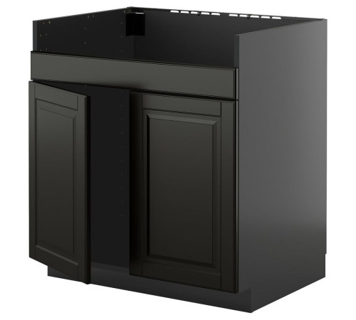 Szafka pod zlew HAVSEN 2kom, czarnoszary/Bodbyn czarny METOD 395.876.98
