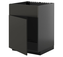 Sza sto zlew drz/fr, czarnoszary/Nickebo matowy antracyt METOD 395.895.98
