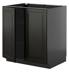 Тумба под шкаф/полки/2 дверцы, черно-серый/черный цвет Bodbyn METOD 395.897.20