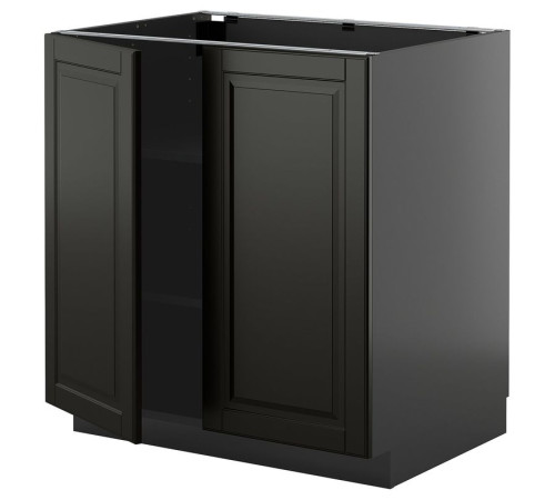 Szafka stj/półki/2 drzwi, czarnoszary/Bodbyn czarny METOD 395.897.20