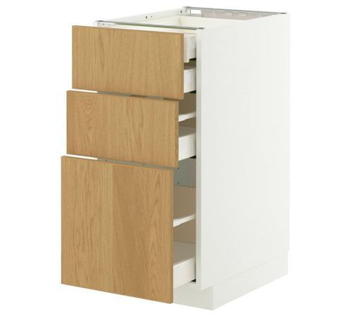 Sz stj 3fr/2n/śr/w szu, biały/Sinarp okl dęb METOD / MAXIMERA 396.008.50