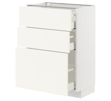Напольный шкаф с 3 ящиками, белый/Vallstena white METOD / MAXIMERA 495.072.29