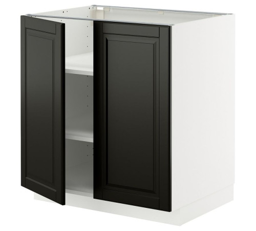 Szafka stj/półki/2 drzwi, biały/Bodbyn czarny METOD 495.787.40