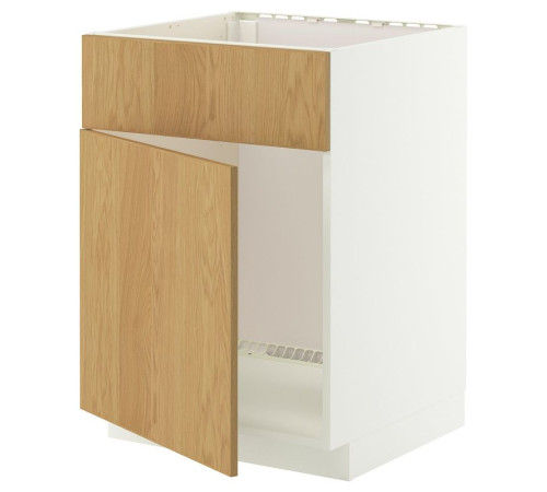 Sza sto zlew drz/fr, biały/Sinarp okl dęb METOD 496.003.69