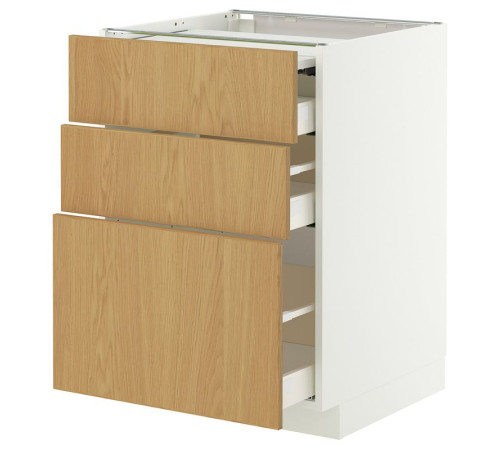 Szafka st z wysuwanym blatem/3szu, biały/Sinarp okl dęb METOD / MAXIMERA 496.006.23