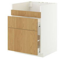 Szafka pod zlew HAVSEN/3fr/2szu, biały/Sinarp okl dęb METOD / MAXIMERA 496.012.84