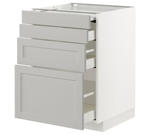 Szafka st z wysuwanym blatem/3szu, biały/Lerhyttan jasnoszary METOD / MAXIMERA 594.337.04