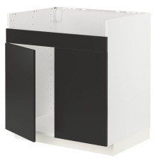Тумба под мойку HAVSEN с двумя отделениями, белая/матовый антрацит Nickebo METOD 594.978.28