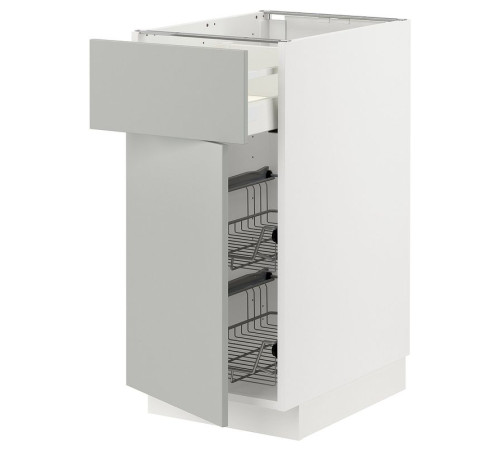 Szafka stj/kosz dr/szuf/drzwi, biały/Havstorp jasnoszary METOD / MAXIMERA 595.389.42