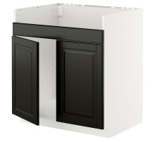Тумба под мойку HAVSEN с двумя отделениями, белая/черная Bodbyn METOD 595.789.14