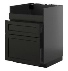 Тумба под мойку HAVSEN/3fr/2sz, черно-серая/Lerhyttan черная тонировка METOD / KNIVSHULT 595.876.02