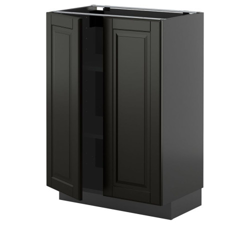 Szafka stj/półki/2 drzwi, czarnoszary/Bodbyn czarny METOD 595.877.44