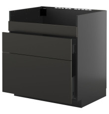 Тумба под мойку HAVSEN/3fr/2sz, черно-серая/Nickebo матовый антрацит METOD / KNIVSHULT 595.889.65