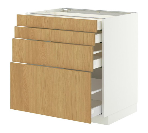 Sza st 4fr/4szu, biały/Sinarp okl dęb METOD / MAXIMERA 596.006.13