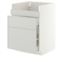 Szafka pod zlew HAVSEN/3fr/2szu, biały/Aspudden jasnoszary METOD / MAXIMERA 596.043.81