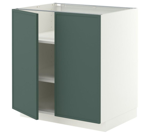 Szafka stj/półki/2 drzwi, biały/Aspudden ciemny szarozielony METOD 596.048.14
