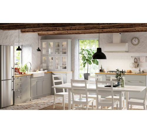Szafka stojąca z 3 szufladami, biały/Lerhyttan jasnoszary METOD / MAXIMERA 692.742.62