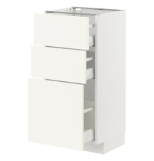 Напольный шкаф с 3 ящиками, белый/Vallstena white METOD / MAXIMERA 695.072.28