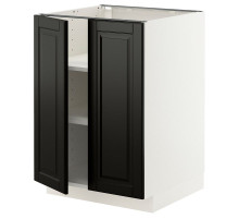 Szafka stj/półki/2 drzwi, biały/Bodbyn czarny METOD 695.791.02